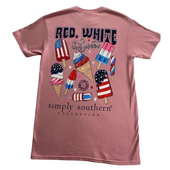 SIMPLY SOUTHERN  SMALL “RED, WHITE & SWEET” Tshirt - Picture 1 of 8
